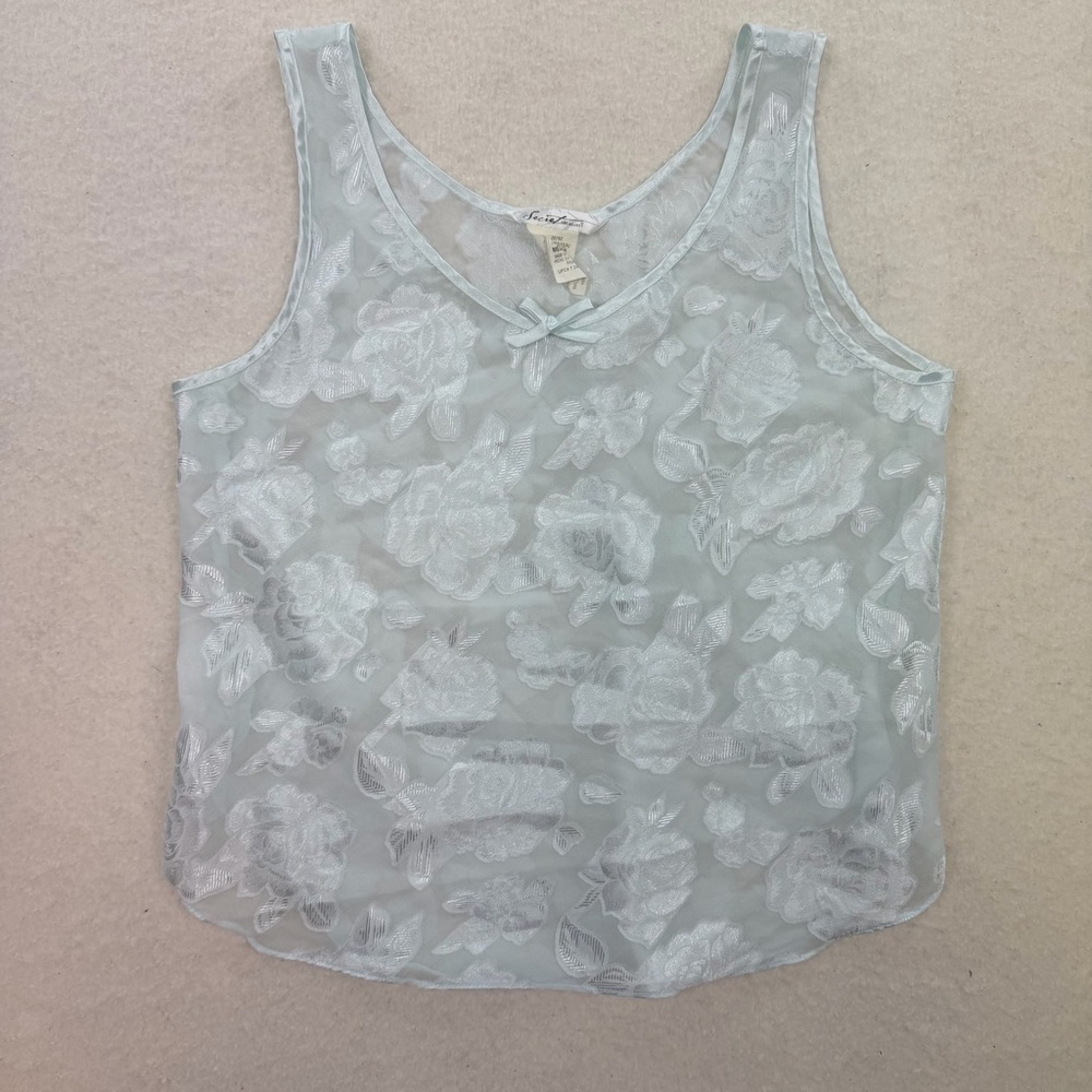 Y2K Secret Treasures Baby Blue Sheer Camisole Size Medium